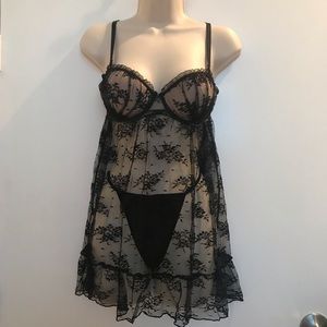Black Lace Babydoll Lingerie Set